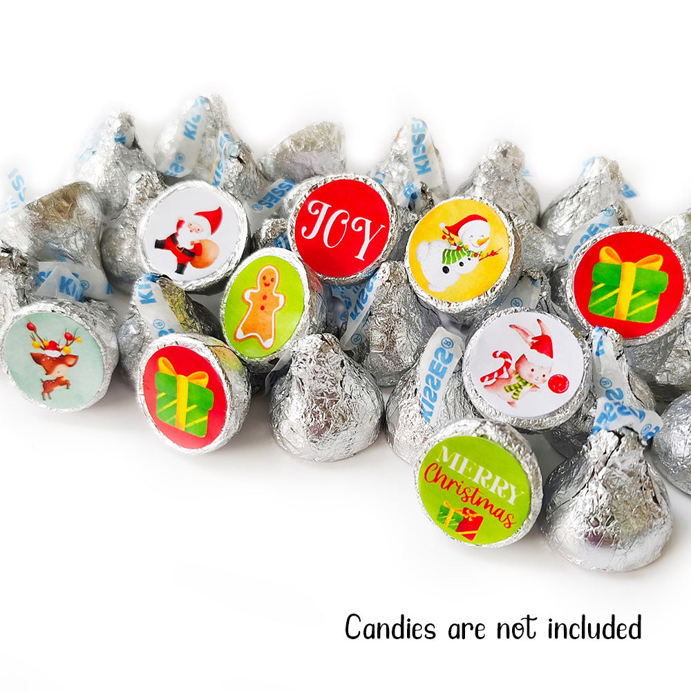Christmas Sticker Labels for Hershey's Kisses Chocolates