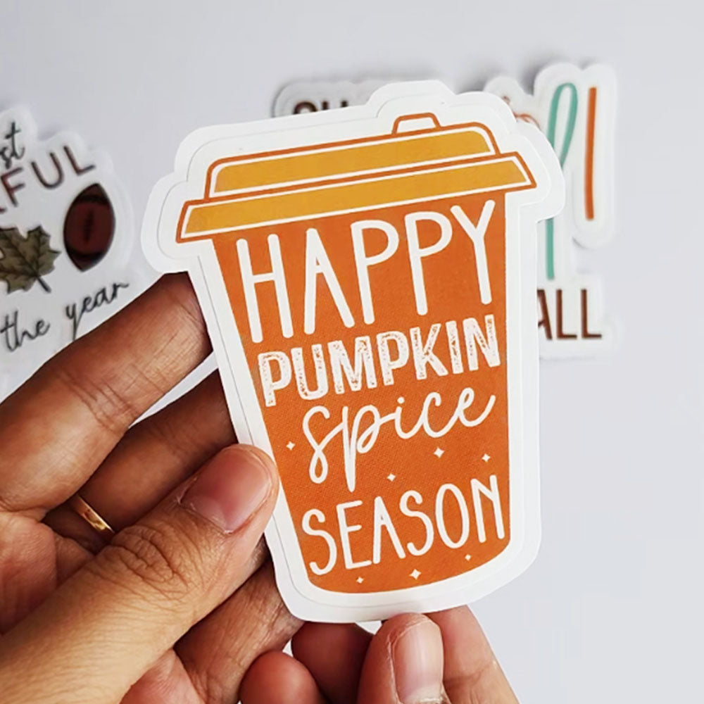 Fall Vinyl Stickers by Adore By Nat – 5-Pack Autumn Waterproof Stickers for Laptops, Water Bottles, Planners, Scrapbooks – Pumpkin Spice & Harvest Designs Seasonal Stickers