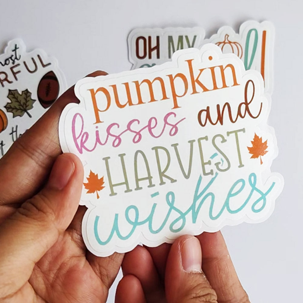 Fall Vinyl Stickers by Adore By Nat – 5-Pack Autumn Waterproof Stickers for Laptops, Water Bottles, Planners, Scrapbooks – Pumpkin Spice & Harvest Designs Seasonal Stickers
