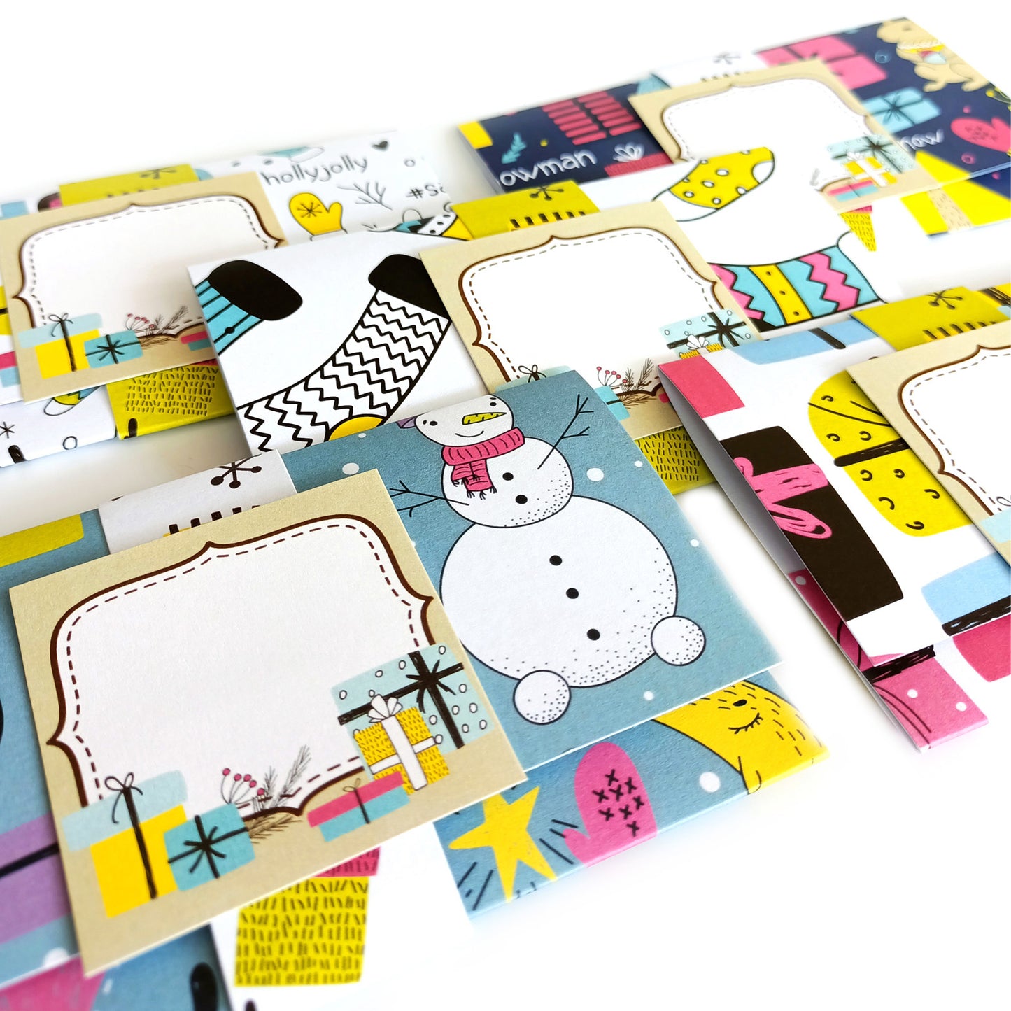 Holiday gift card sleeves with assorted festive patterns – handmade Christmas packaging
