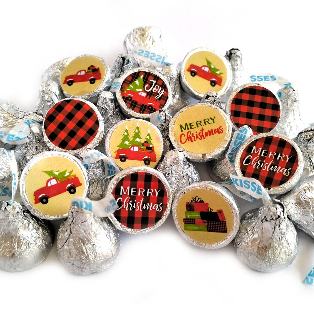 Red Truck Christmas Labels for Hershey's Kisses Chocolates