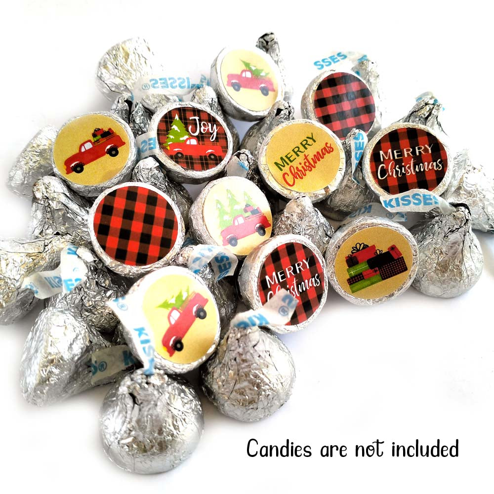 Red Truck Christmas Labels for Hershey's Kisses Chocolates