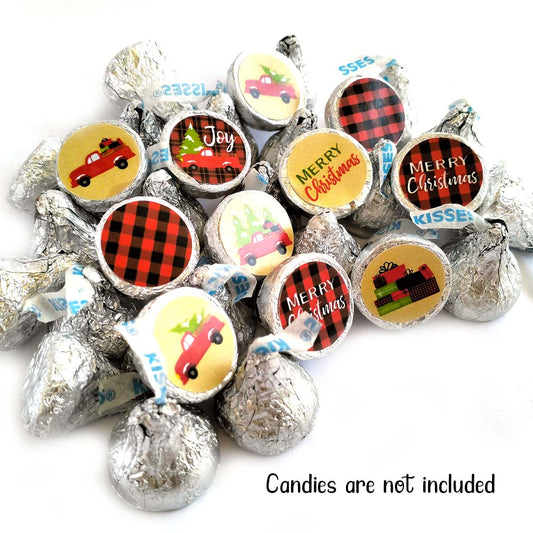 Red Truck Christmas Labels for Hershey's Kisses Chocolates