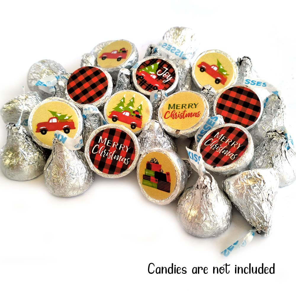 Red Truck Christmas Labels for Hershey's Kisses Chocolates