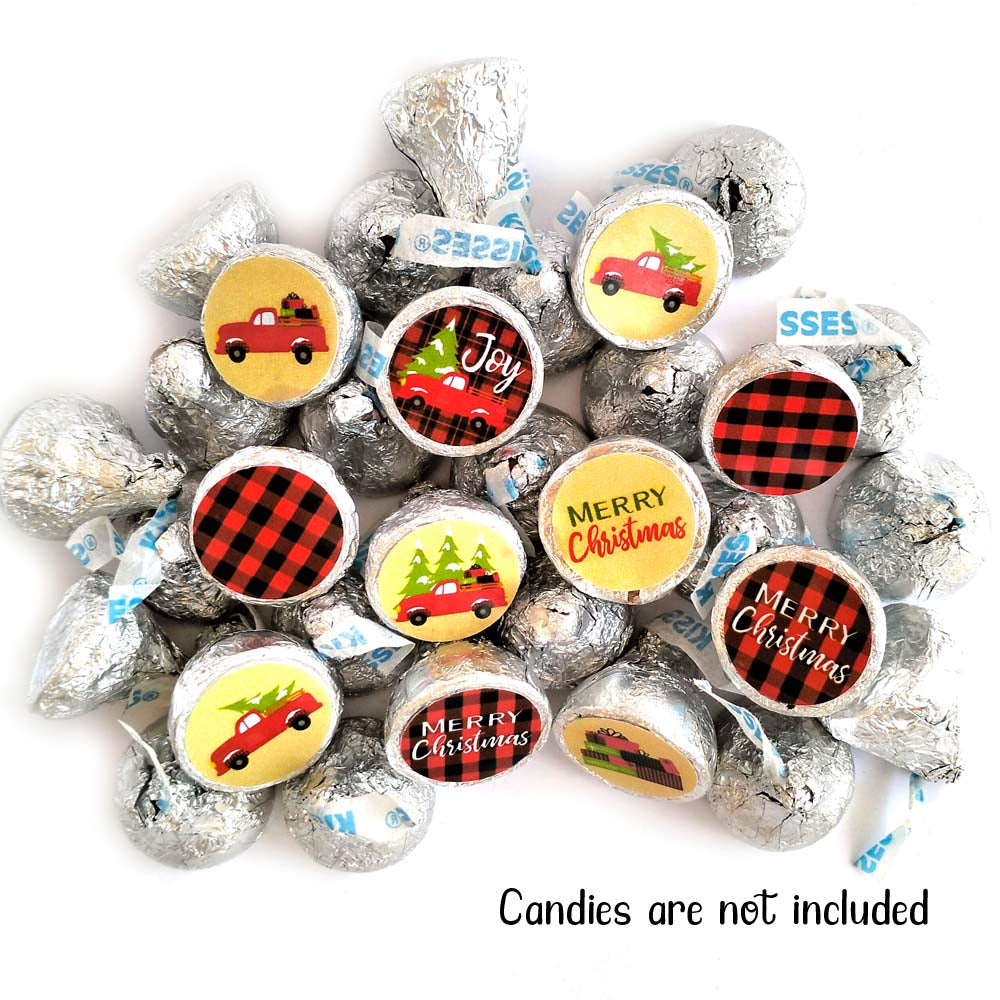 Red Truck Christmas Labels for Hershey's Kisses Chocolates