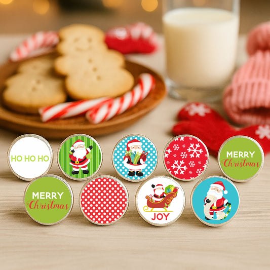 Santa Claus Christmas Sticker Labels for Hershey's Kisses Chocolates