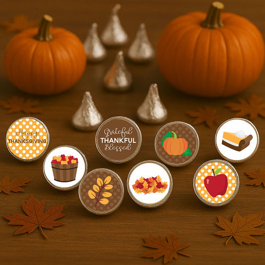 Thanksgiving Candy Sticker Labels for Hershey's Kisses Chocolates by Adore By Nat