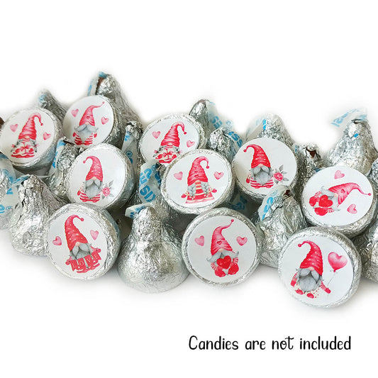 Valentine's Day Gnome Sticker Labels for Hershey's Kisses Chocolates