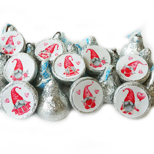 Valentine's Day Gnome Sticker Labels for Hershey's Kisses Chocolates