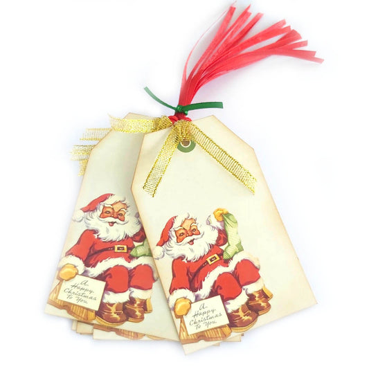 Vintage A Happy Christmas To You Santa Gift Tags