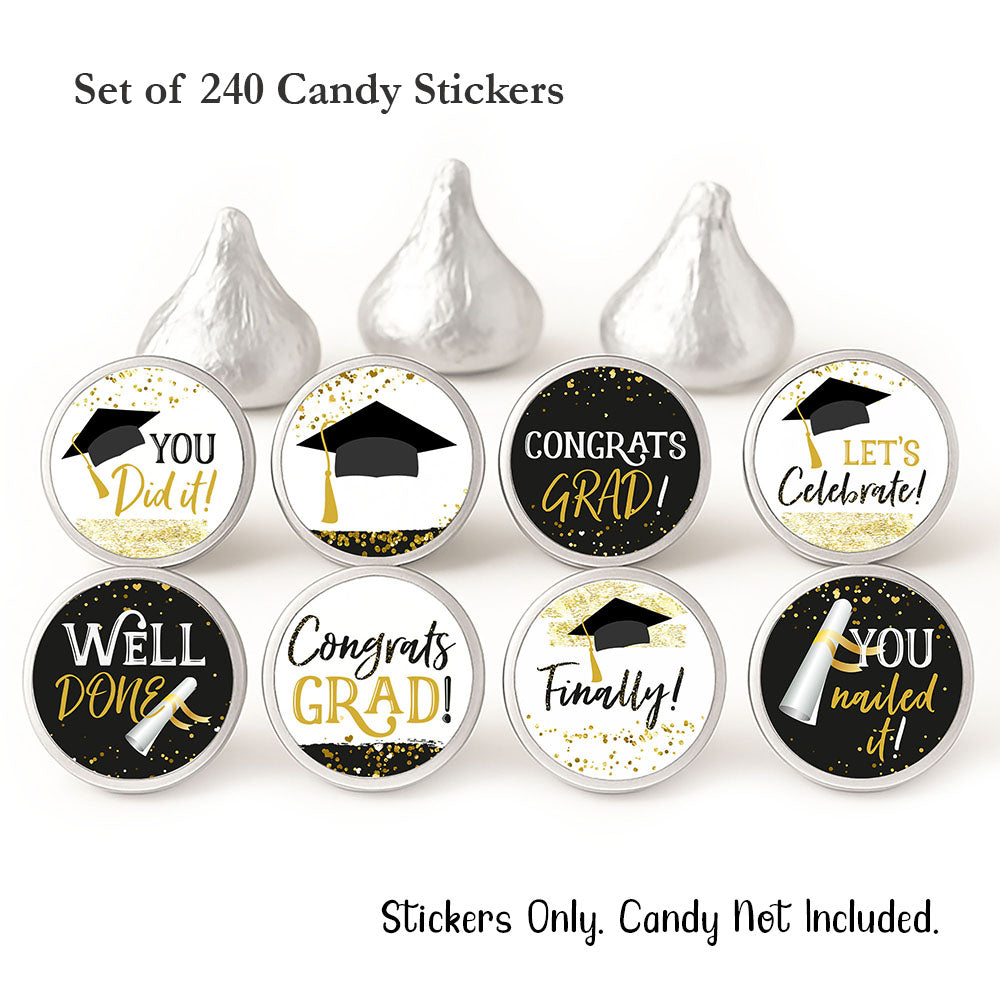 set of 240 graduation candy stickers for hershey kisses chocolates