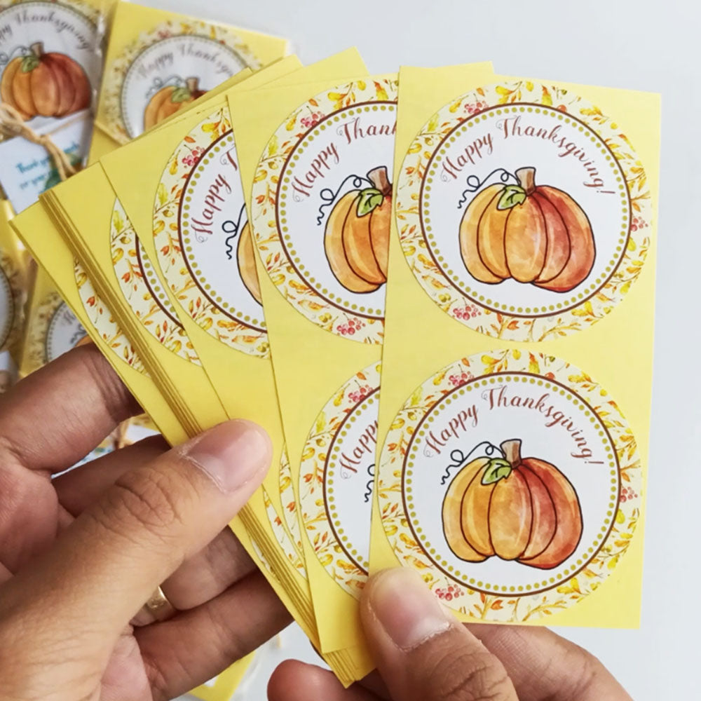 Happy Thanksgiving Pumpkin Sticker Labels