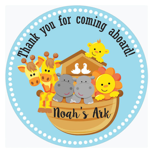 Noah’s Ark thank you stickers – 50 round labels, 1.5 inch, baby shower and birthday party favors