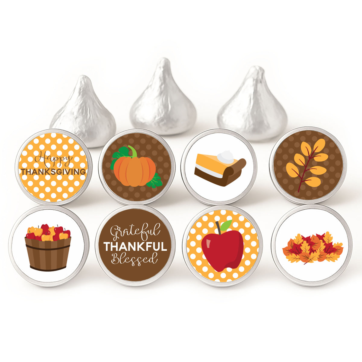 Thanksgiving Candy Stickers – 240 Round Labels (0.75") for Fall Party Favors, Friendsgiving & Autumn Celebrations