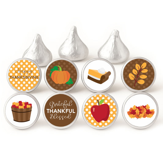 Thanksgiving Candy Stickers – 240 Round Labels (0.75") for Fall Party Favors, Friendsgiving & Autumn Celebrations