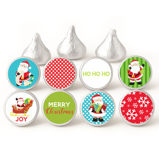 Santa Claus Christmas Sticker Labels for Hershey's Kisses Chocolates
