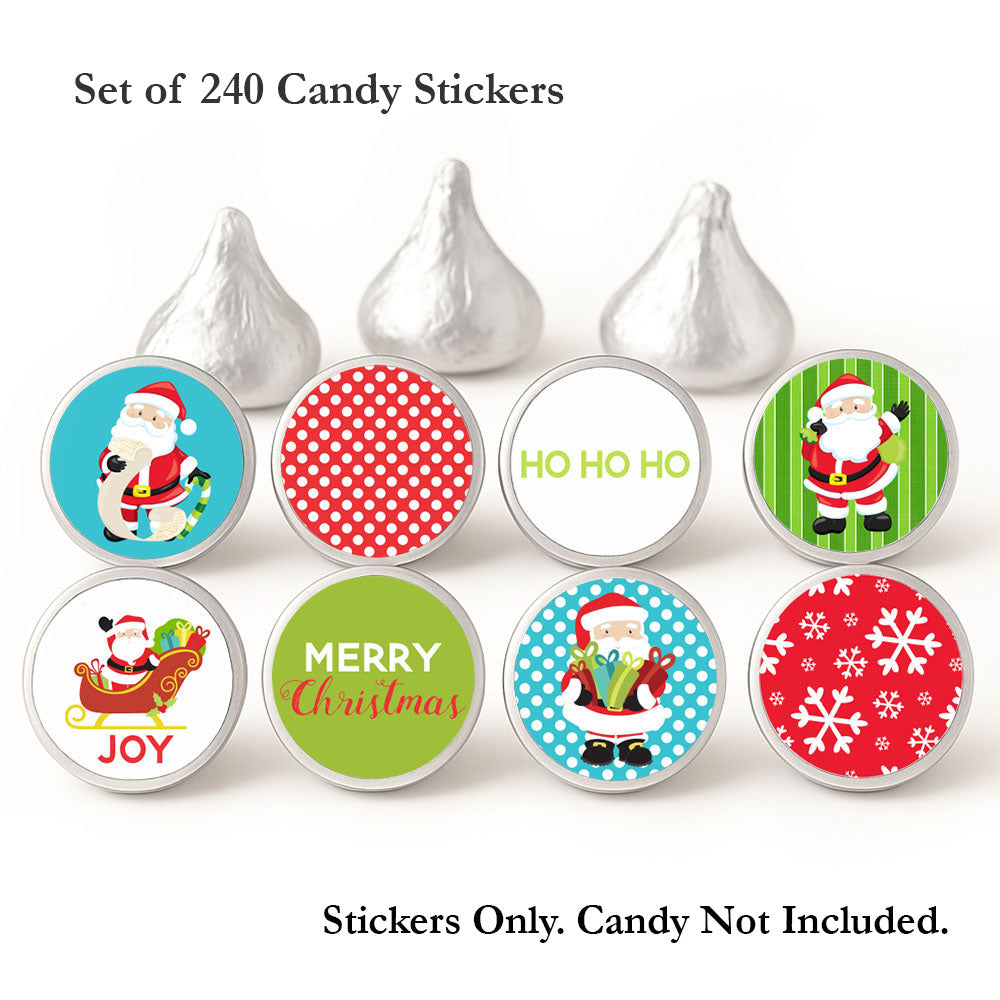 Santa Claus Christmas Sticker Labels for Hershey's Kisses Chocolates