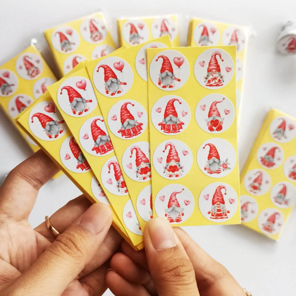 Valentine's Day Gnome Sticker Labels for Hershey's Kisses Chocolates
