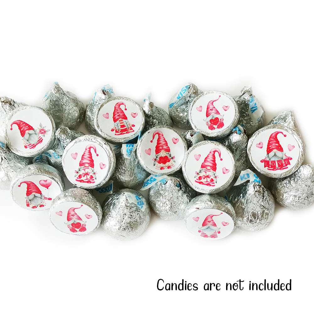 Valentine's Day Gnome Sticker Labels for Hershey's Kisses Chocolates
