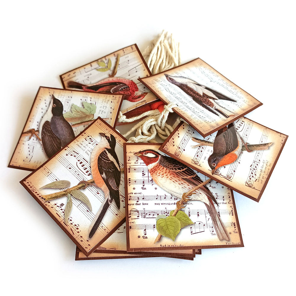 Vintage Bird Music Favor Tags