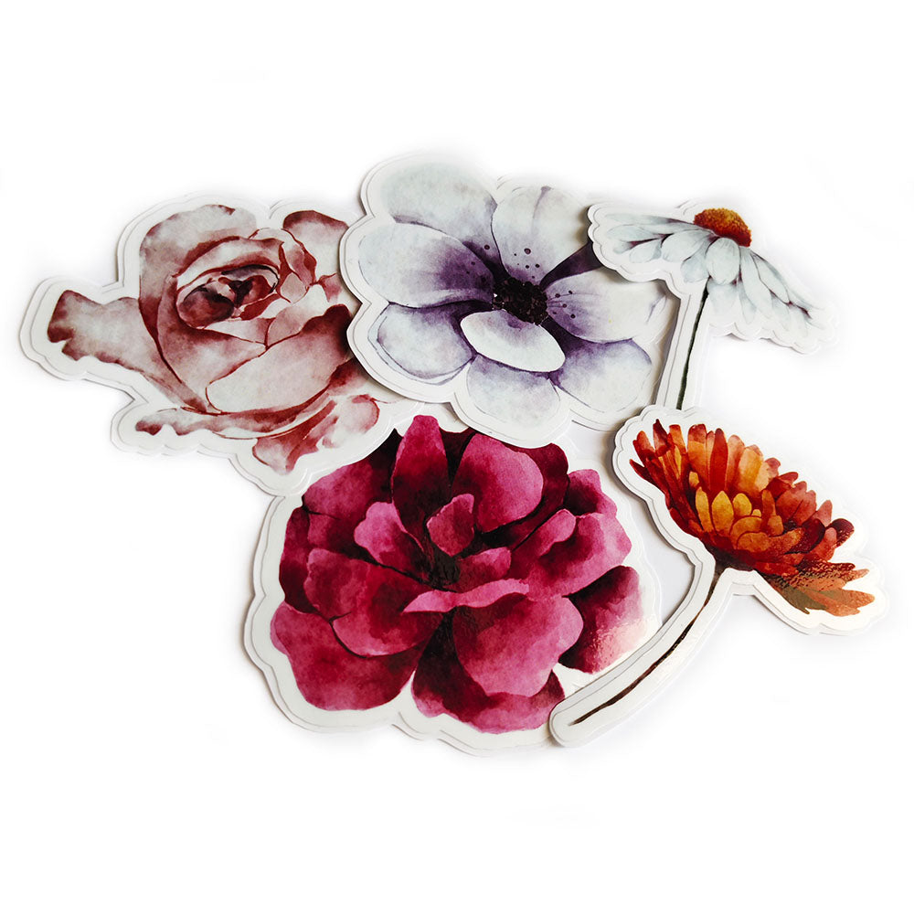 Watercolor Floral Stickers Vinyl Sticker Set - Glossy b
