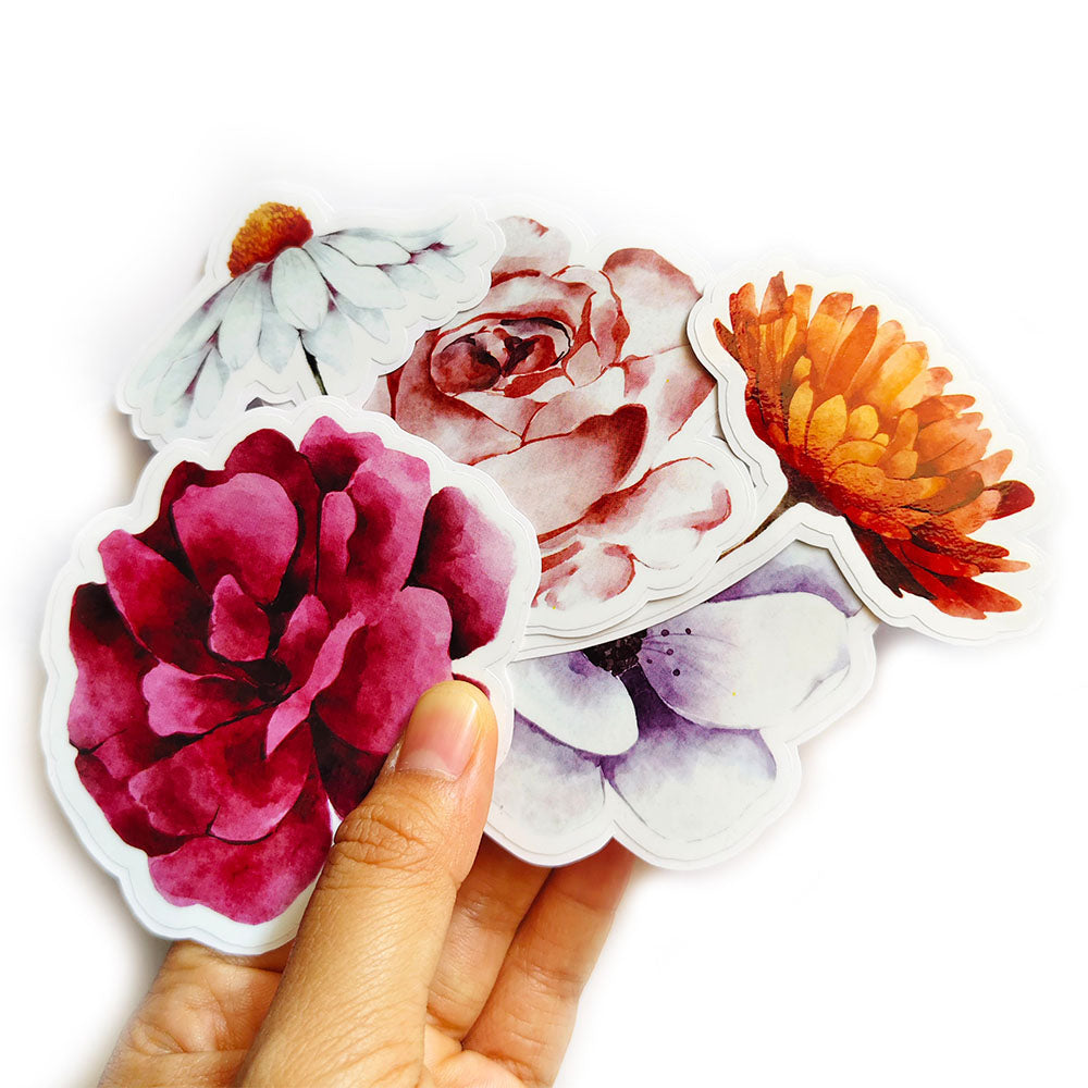 Watercolor Floral Stickers Vinyl Sticker Set - Gloss