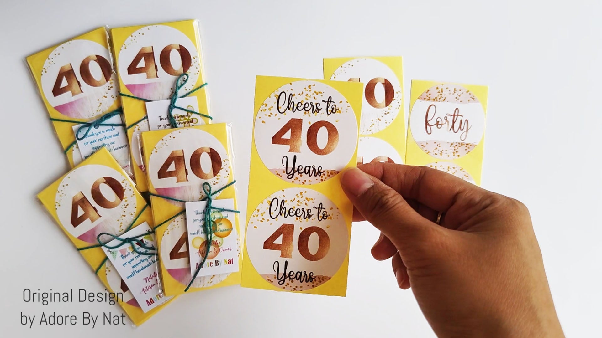 Handmade 40th Birthday Stickers – Easy to Peel and Stick – Set of 30