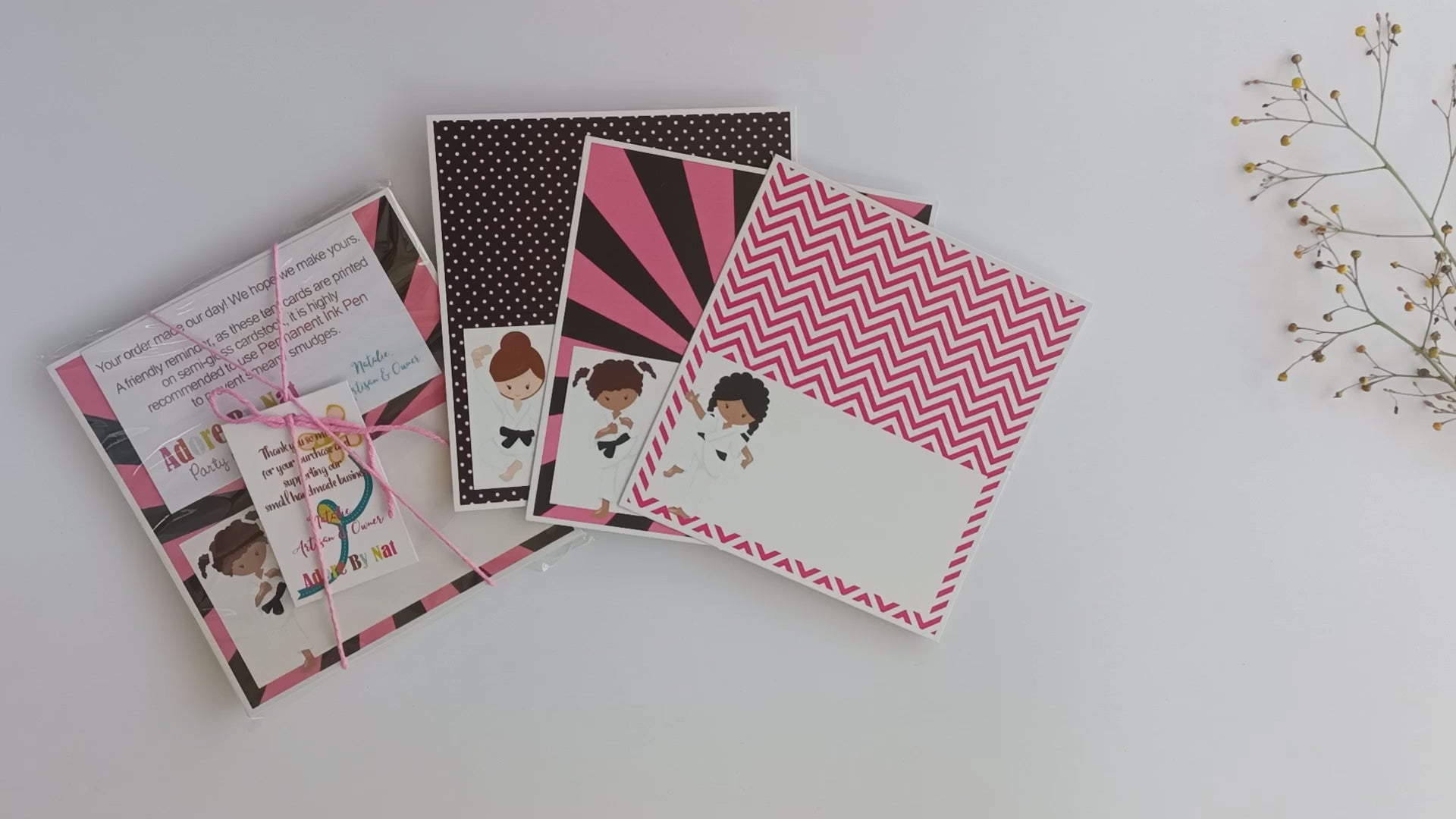 Karate Girl Place Tent Cards by Adore By Nat