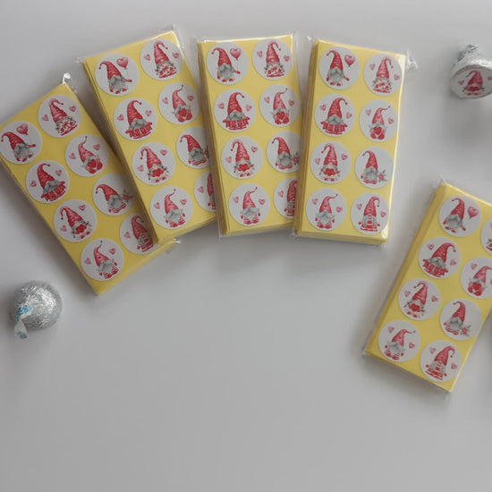 Valentine's Day Gnome Sticker Labels for Hershey's Kisses Chocolates by Adore By Nat