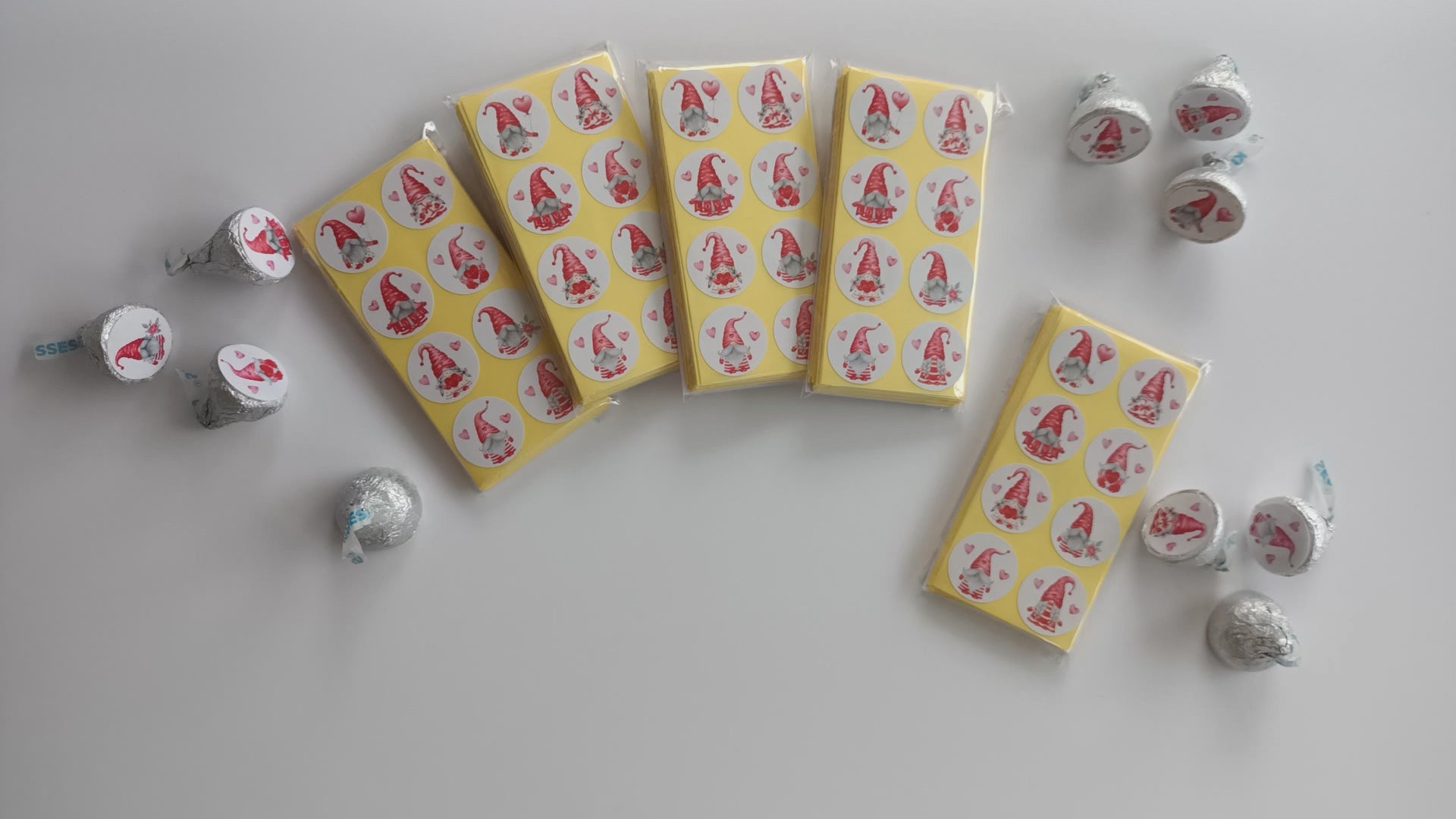 Valentine's Day Gnome Sticker Labels for Hershey's Kisses Chocolates by Adore By Nat